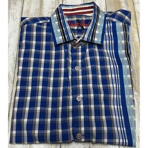 Robert Graham Mens Plaid Short Sleeve Button Up Shirt Size Medium Tailored Fit
